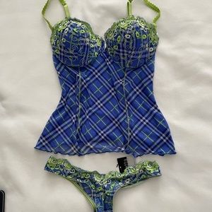 plaid blue/green lingerie set
